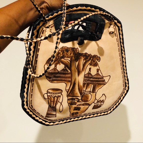 African Leather Woven Crossbody